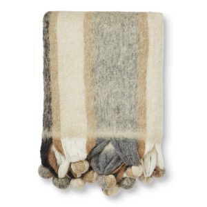 Brown striped mohair Pläd 130×170 cm
